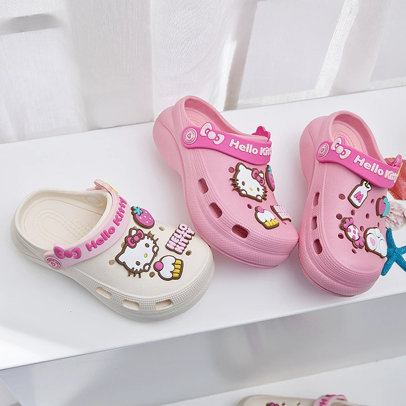 Hello Kitty, детские шлепки-скользящие, летние нескользящие тапочки для дома, мультяшные пляжные туфли