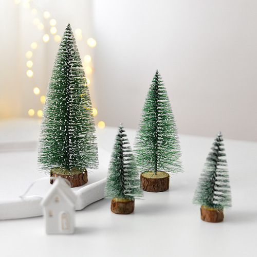 NUCHI圣诞沾白迷你树桌面小型圣诞树圣诞雪松松针树圣诞橱窗装饰