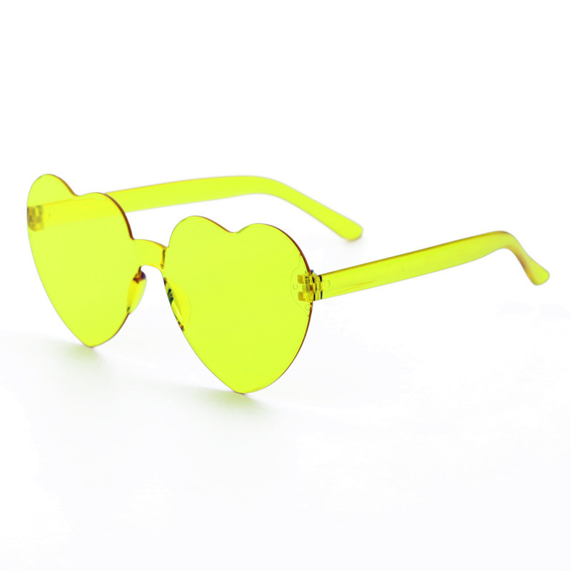 Corazón de melocotón gafas de sol amorosas gafas de sol sin marco gafas de estilo de fiesta gafas de sol de moda