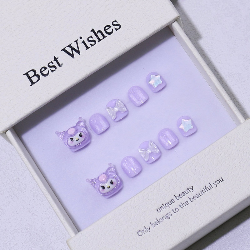 [children wear armour] new handmade phototherapy nail patch cute cartoon girl fake nails non-toxic