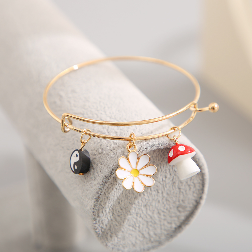 Cute Flower Mushroom Alloy Plating Bangle