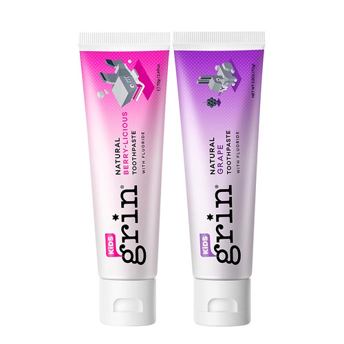 Grin Children's Toothpaste 0-3-6-12 Years Fluoride Anti-Cavity Infant Toddler Toothpaste for Baby, Early Childhood, Fruity Flavor