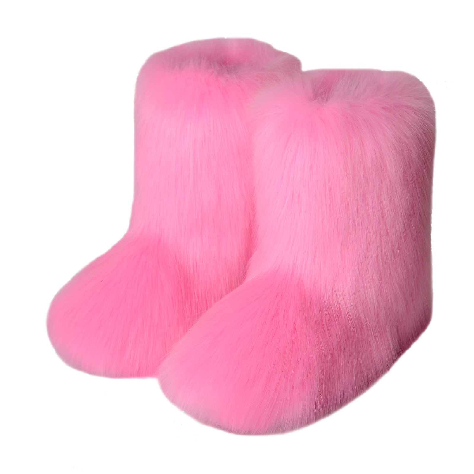 Cruz-frontera europea y americana plana de alta-superior caliente invierno botas de piel profunda boca punta redonda media-pantorrilla imitación Fox piel botas de nieve para mujeres