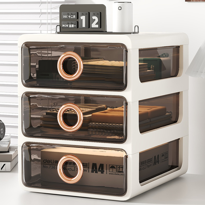 Luz de lujo tocador caja de cosméticos producto de cuidado de la piel estante de almacenamiento caja de almacenamiento de cosméticos cajón transparente estante de almacenamiento de escritorio