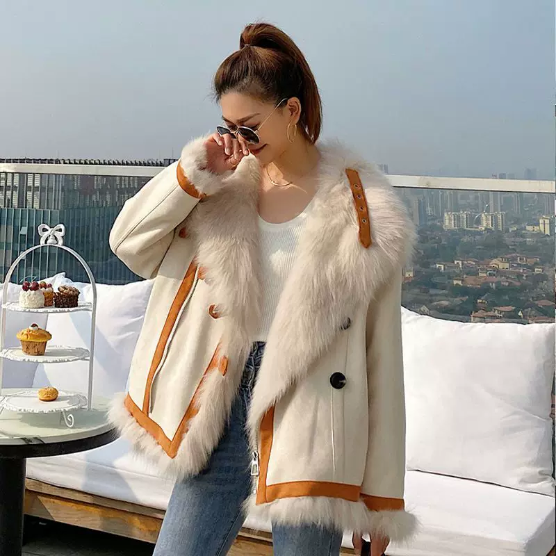 Reversible fur coat women's parka winter mid-length imitation fox fur young style 2025 new lapel coat