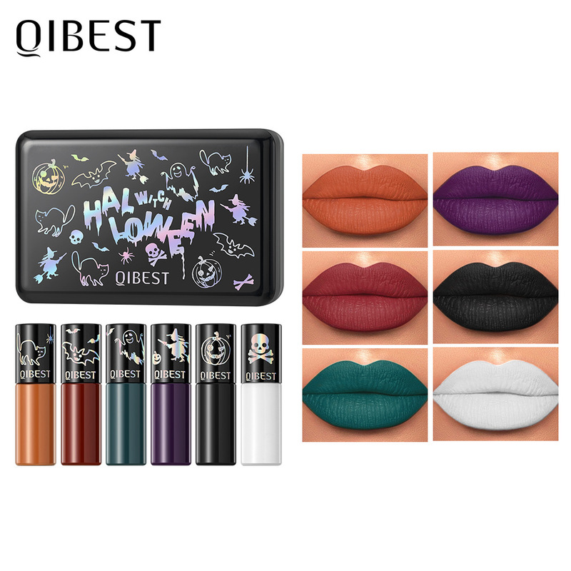 QIBEST クロスボーダーハロウィンマットリップ釉薬セット口紅ヴァンパイアベルベット色褪せしにくいリップメイク|undefined