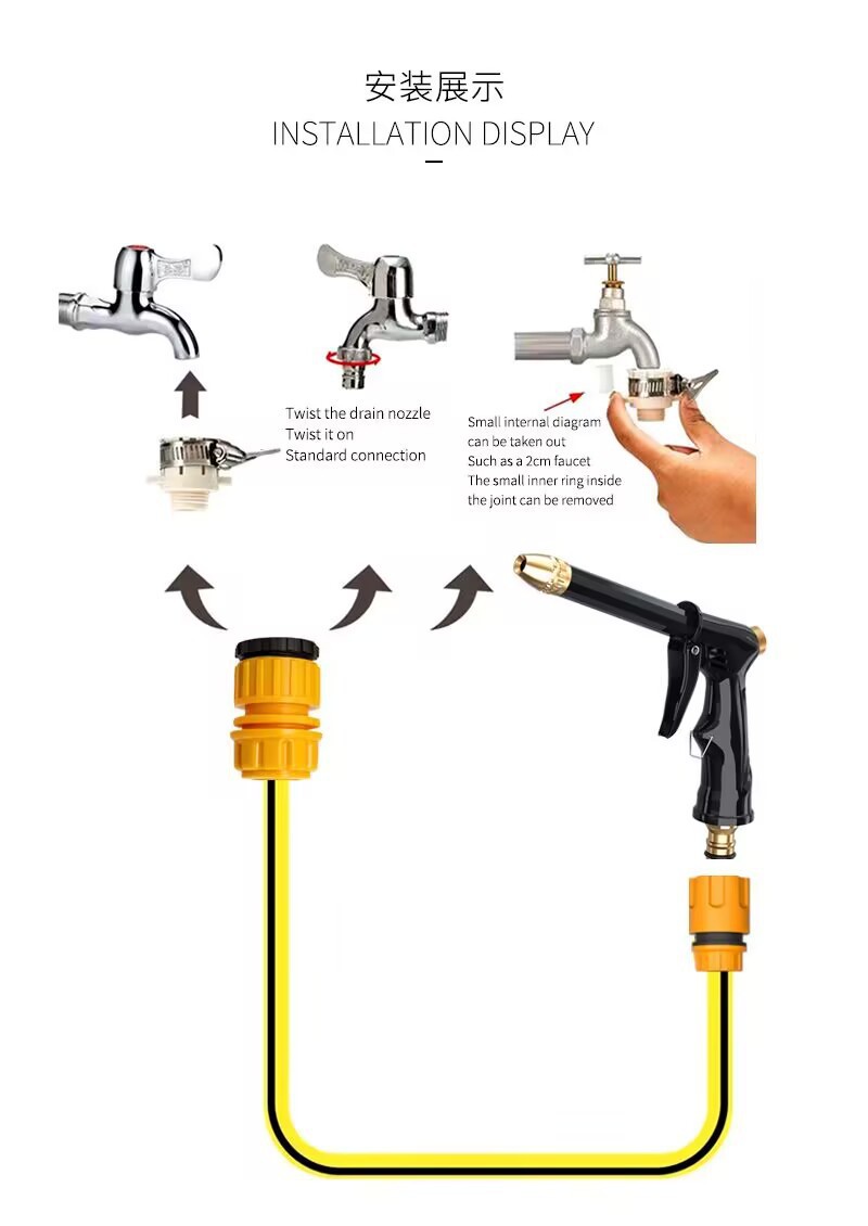 Cross-Border Wholesale Thickened Water Gun Set with High-Pressure Car Wash Nozzle and Faucet Connection for Car Washing