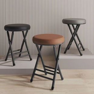 Folding Stool Household Small Stool Dressing Table Bedroom Living Room Bench Soft Bag Portable Chair Rental House Round Stool
