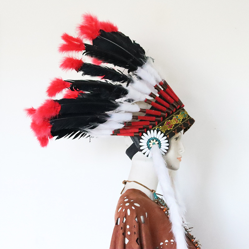 Tocado indio diadema tocado de plumas salvaje jefe accesorios para el cabello desgaste de la cabeza rendimiento etapa fotografía accesorios de pasarela