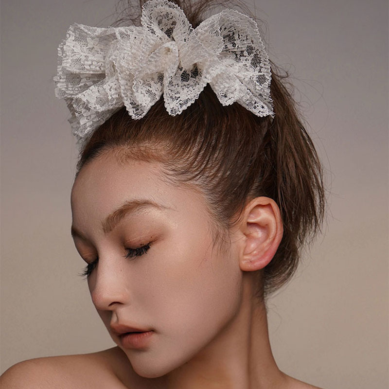 Fashion Flower Gauze Emoroidery Hair Tie 1 Piece5