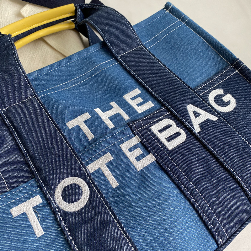 Bolso de lona vaquera de estilo europeo y americano, bolso bandolera versátil y a la moda, bolso tote de gran capacidad para mujer. image 6