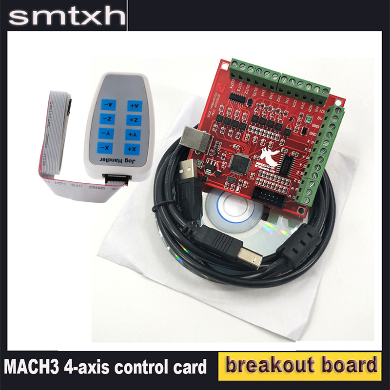 CNC MACH 3 100Khz splitter board 4 Axis USB interface controller flying carving card mainboard with hand wheel