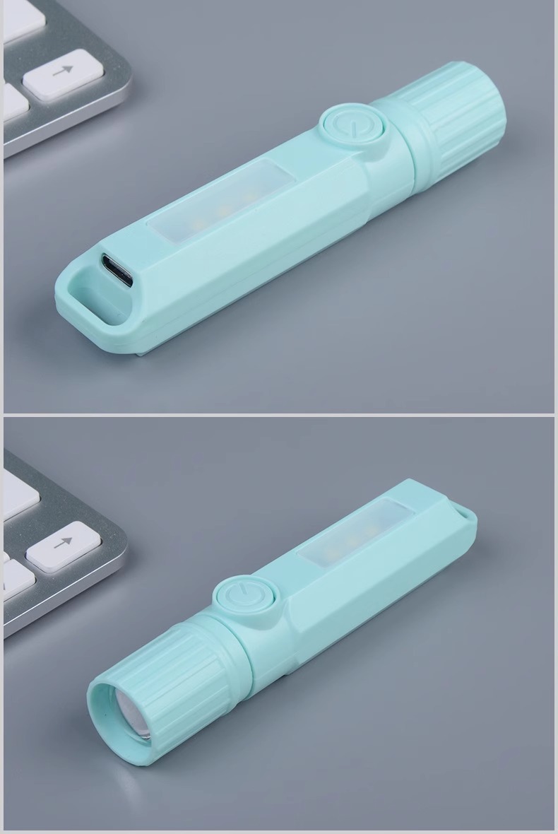 Rainlight Led Mini Compact Portable Lithium Battery Flashlight for Students and the Elderly Portable Lighting with Emergency Side Light