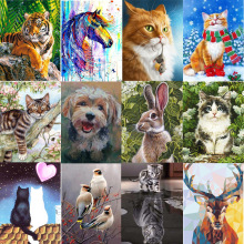 5d钻石画雄鹿老虎满钻亮钻客厅手工DIY贴钻十字绣钻石绣外贸 批发