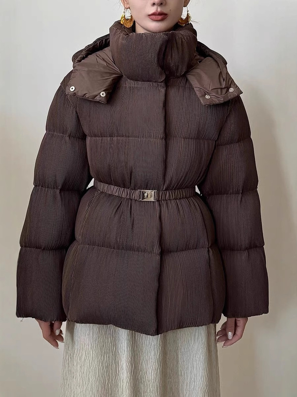 高品质羽绒服女短款收腰褶皱加厚修身显瘦90白鸭绒时尚大牌新款冬|undefined