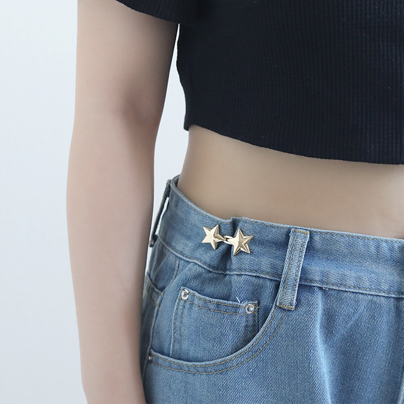 Botón de cintura pentagonal desmontable sin clavos botón de cintura vaqueros cintura accesorios broche pequeño