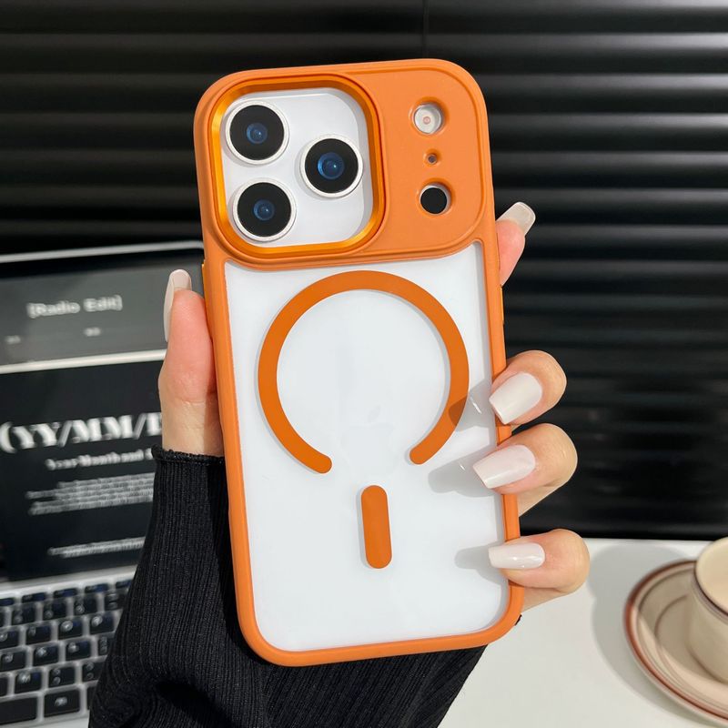 iPhone17promax 携帯電話ケース、ゴールドシールド磁気 Apple 16pro 透明オールインクルーシブ落下防止保護カバーに適しています。|undefined