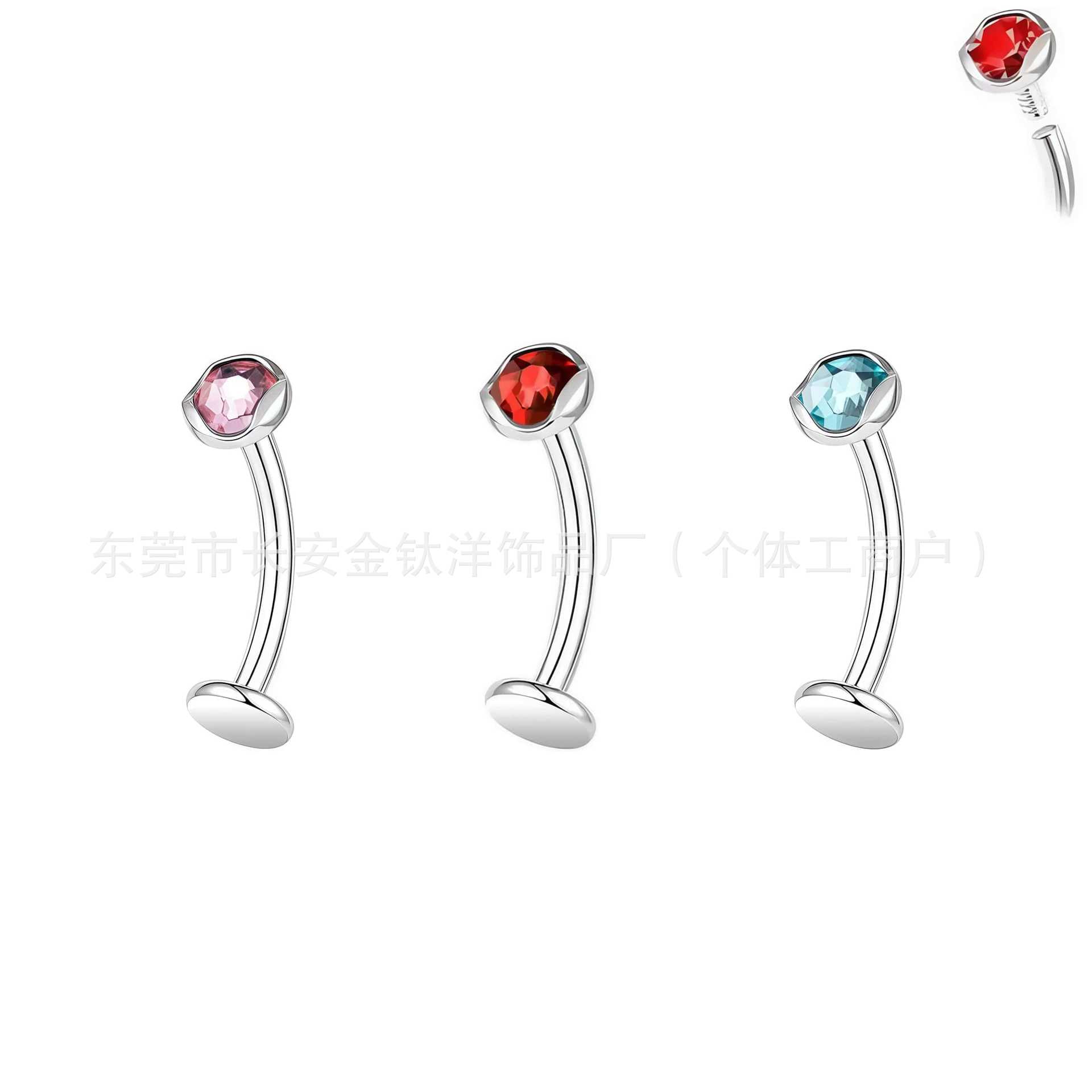 F136 Titanium Wave Bezel Czech Diamond Navel Ring - Dangle Belly Button Ring G23 Titanium Alloy Body Jewelry detail image 4