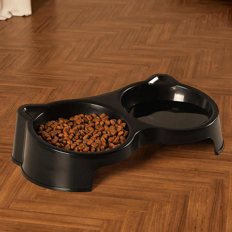 Cat Bowl, Cat Bowl, Dog Bowl, Anti-Knock over Double Bowl, Slanted Mouth, Neck Protection, Double Bowl, Pet Supplies Bowl, Cute Kitten Rice Bowl