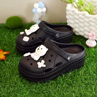 Летние сабо Crocs-стиля на платформе, повседневные милые нескользящие сабо-мюли, высота подъема, женский стиль, для улицы, с малыми мишками