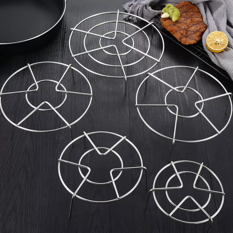 不锈钢4厘加粗蒸架无磁三角脚蒸菜架多功能隔水蒸锅垫炸电饭锅架