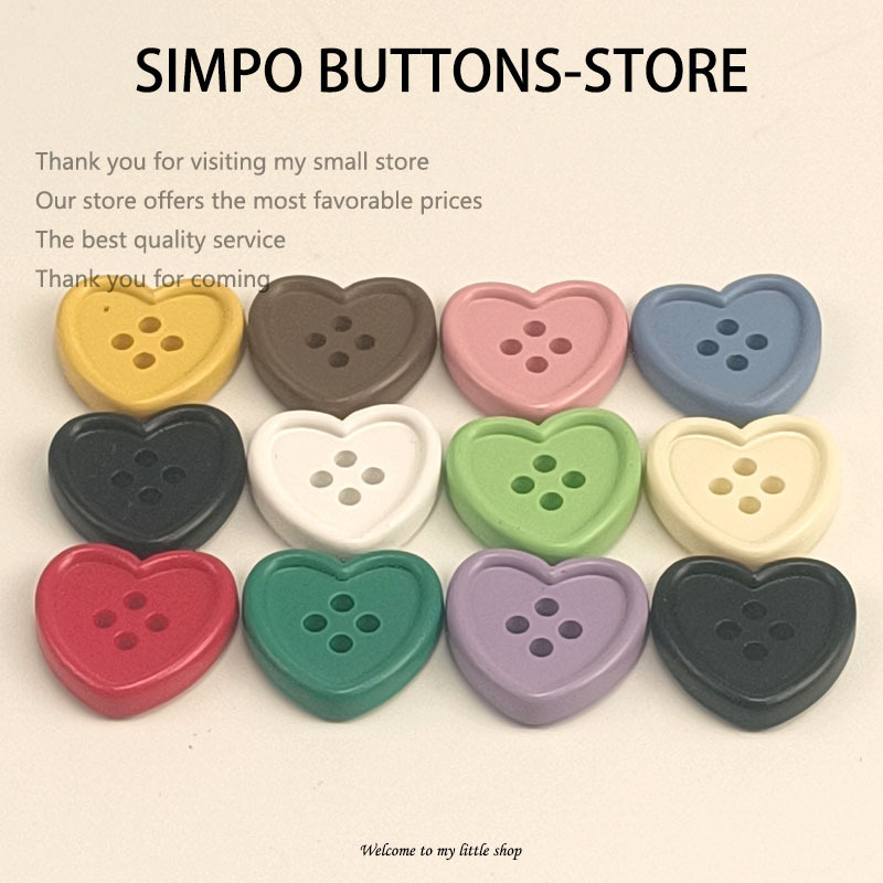 DIY Plastic Acrylic Two-Hole Buttons for Suits, Sweaters, Cardigans, Shirts, DIY Buttons, Heart-Shaped Four-Hole Buttons