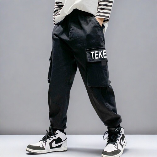Children's Autumn and Winter Fleece-Lined, Thickened, Comfortable, All-Match, Casual, Fashionable, Western-Style Boys' Clothing: Slim-Fit Workwear Trousers—Handsome