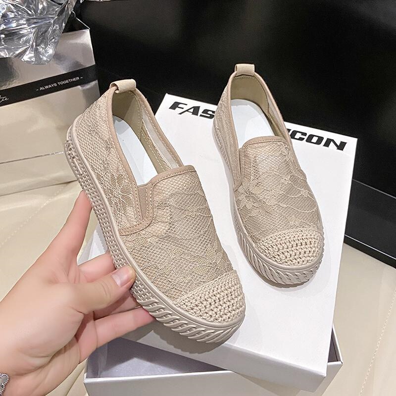 Fisherman Shoes for Women 2025 Spring New Korean Style Round Toe Flat Color-Blocking Slip-On Casual Shoes Wholesale