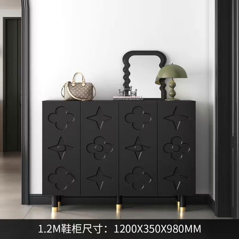 黒い靴箱の復古風家庭の入り口の超薄型の靴箱の玄関棚の高級感があります。|undefined