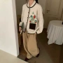 撞色立体秋款文艺毛衣