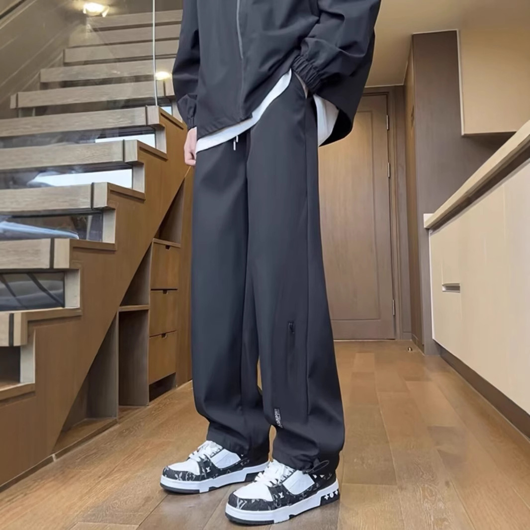 Función americana impermeable pantalones de invierno masculinos tendencia de otoño y invierno más veludo engrosado suelto tubo recto pantalones de trabajo ocio