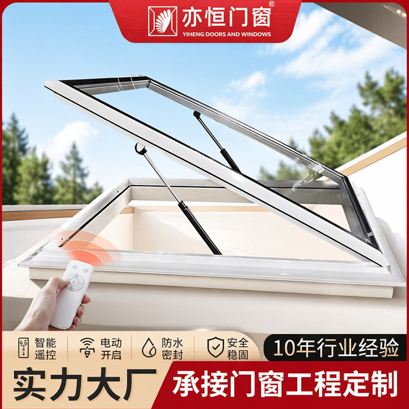 Electric manual skylight aluminum alloy frame translation remote control electric skylight attic roof ventilation lighting smoke exhaust skylight Electric manual skylight aluminum alloy frame translation remote control electric skylight attic roof ventilation lighting smoke exhaust skylight