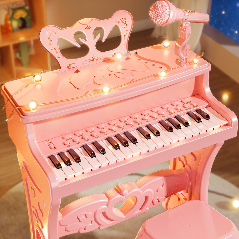 Children's Piano Toy Beginner Multifunctional Digital Keyboard with Microphone 3-6 Years Old Baby Early Education Girl 1