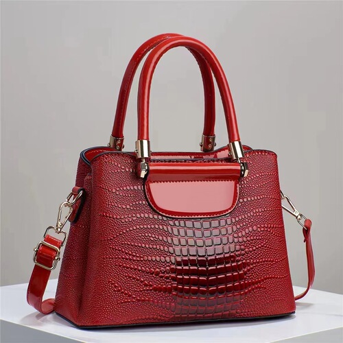 High-end fashion crocodile pattern handbag, western style casual shoulder bag, European and American style simple large capacity crossbody bag for women