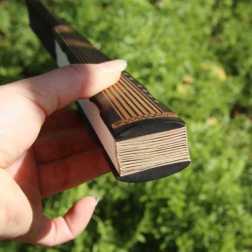 Feichi's new guqin carving fan one-foot black-headed green fan bone rice paper blank calligraphy and painting fan Chinese style folding fan