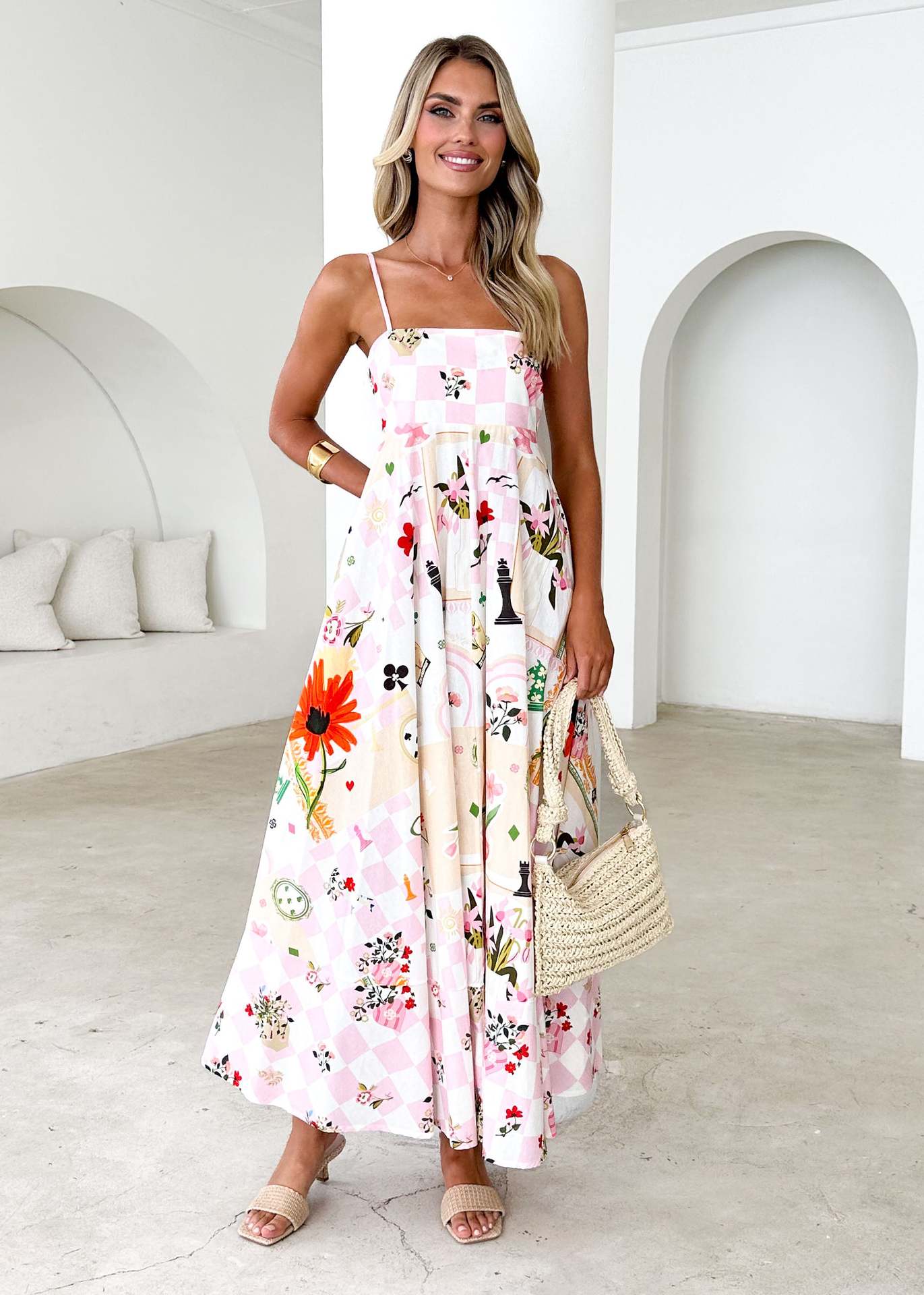Casual, Elegant, Streetwear Style Wholesale Women's Casual Elegant Streetwear Flower Holiday Selfie Strap Sleeveless Strap Dress