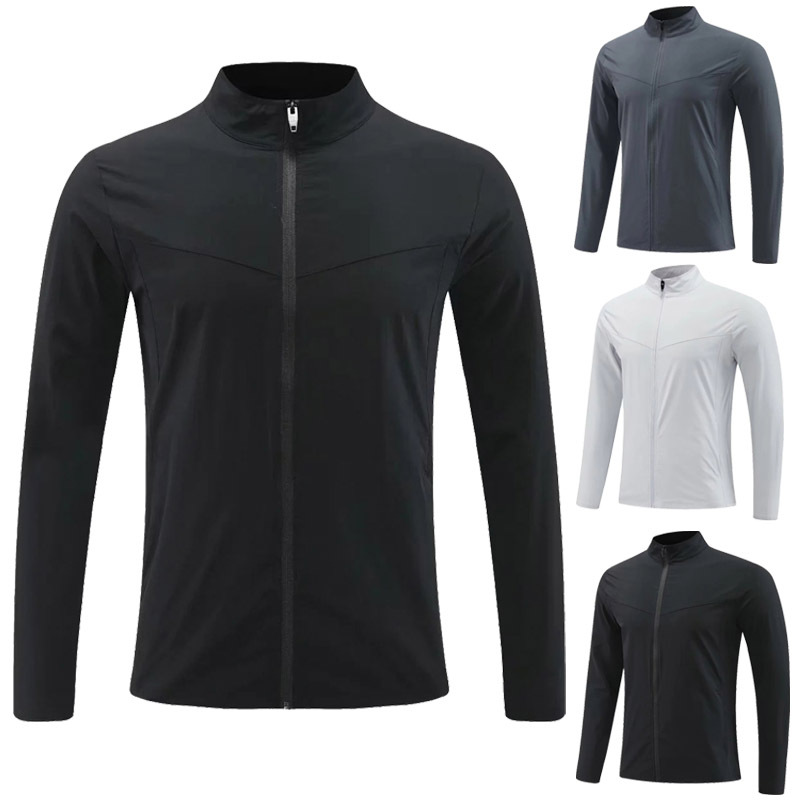 New Running Long-Sleeved Jacket Men's Full Zipper Stand Collar Basketball Fitness Training Clothing Cycling Sports Quick-Drying Top