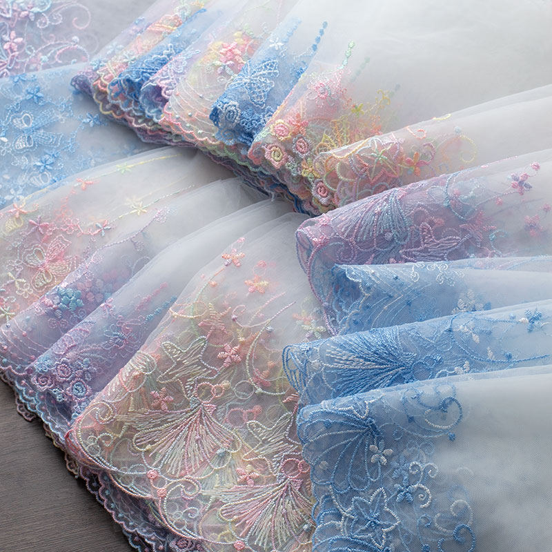 Alta calidad dopamina sueño bordado colorido hilo de malla encaje DIY mano lolita ropa tela accesorios para el cabello