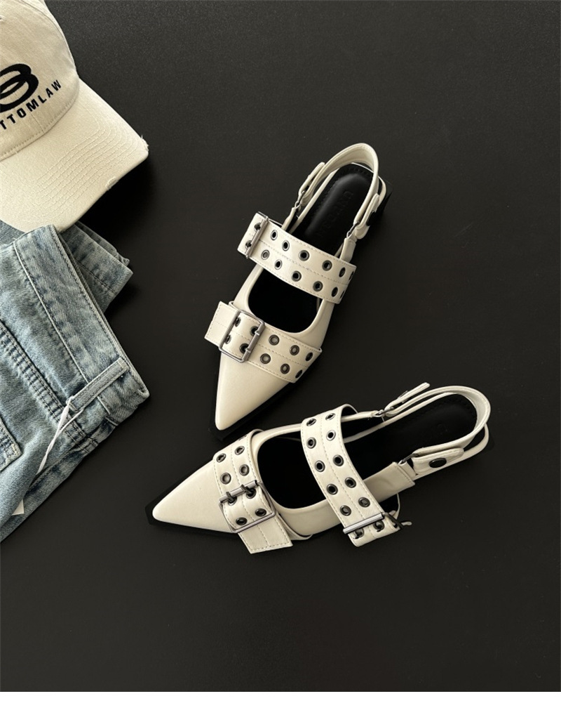 French style small fragrant pointed toe Mary Jane shoes retro medium thick heel single shoes for women 2024 spring and summer _voghion.com