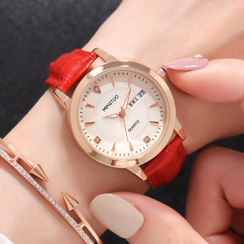 T0301 sabuk wajah putih merah + kotak jam tangan nama
