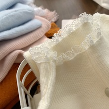 实拍◆【温油软绵】自留款推荐~ 蕾丝拼接半高领女秋冬打底针织衫