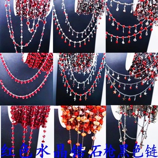 DIY Dark Black Chain Red Zircon Crystal Star Butterfly Chain All Copper Color Preservation Antique Headwear Clothing Accessories
