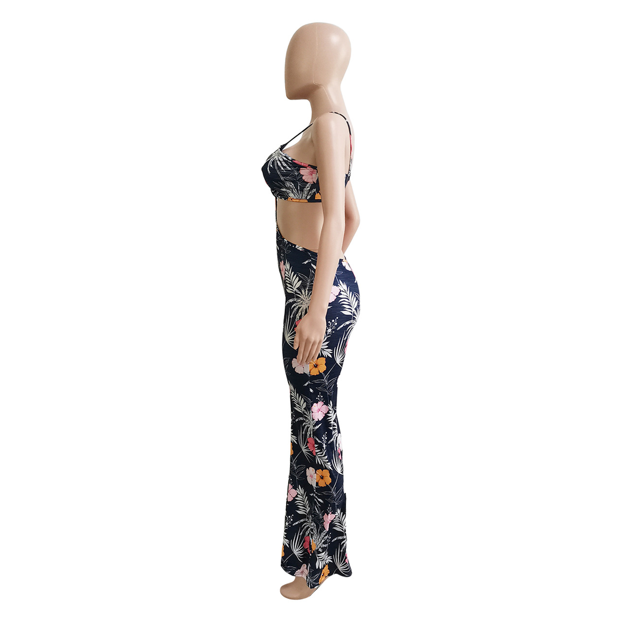 Women Clothing Spring Summer Beach Vacation Tube Top Hollow Out Cutout Jumpsuit