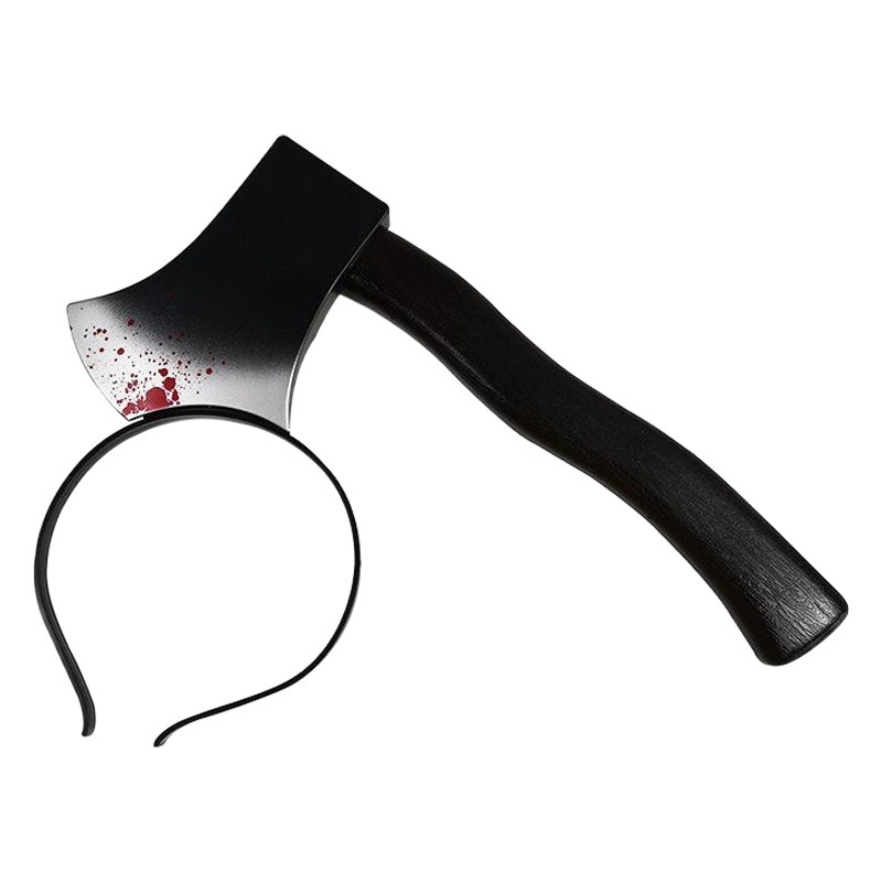 Accesorios de Halloween a través de la cabeza, cuchillo de cocina de sangre, fiesta de terror, zombie, cosplay, truco, diadema de sierra, hacha artificial