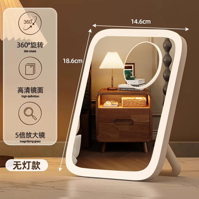 LED con lámpara梳妆台 espejo de maquillaje de brillo 2025 nuevo inwind dormitorio espejo plegable de escritorio