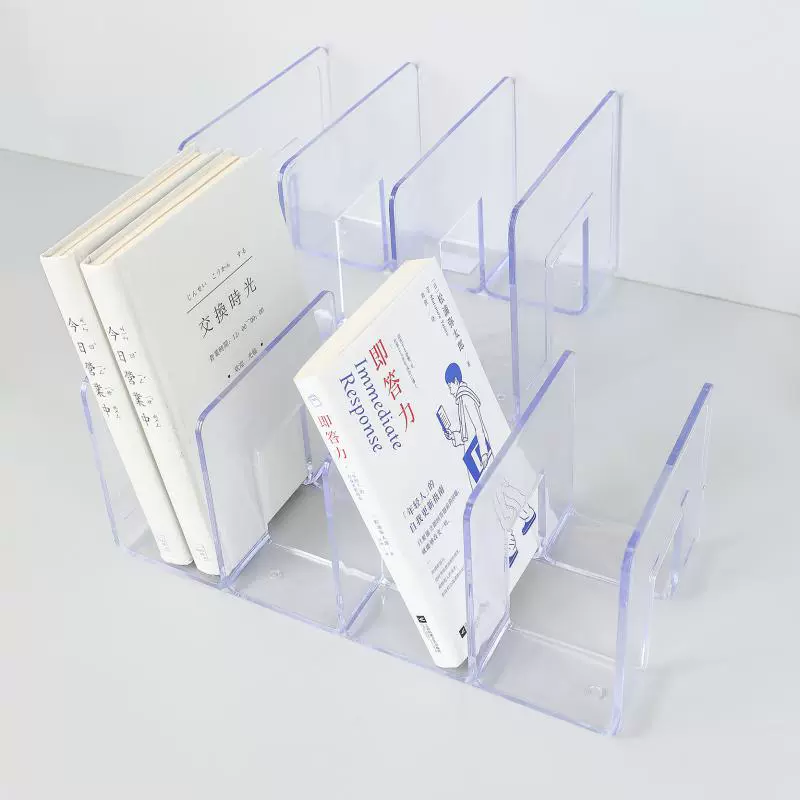 Acrylic transparent book Student desktop storage separation book file bookshelf office information frame