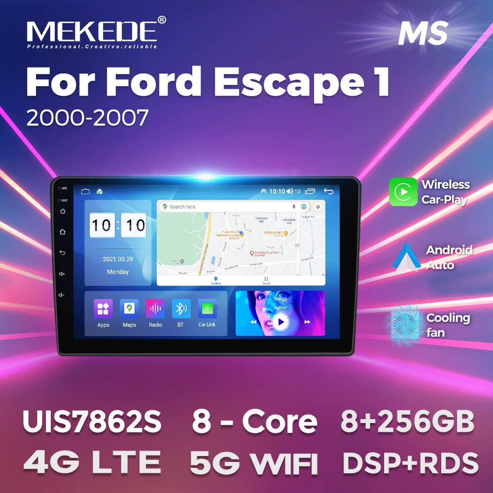 Android-магнитола с большим центральным экраном, Bluetooth и поддержкой CarPlay для Ford Escape 2000-2007