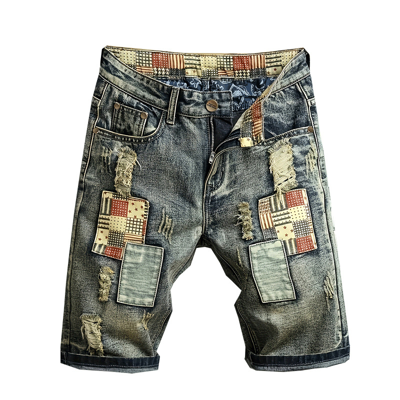 Herrenbekleidung: Used-Look-Jeans mit fünf Punkten, gefüttert, trendig und einzigartig_voghion.com