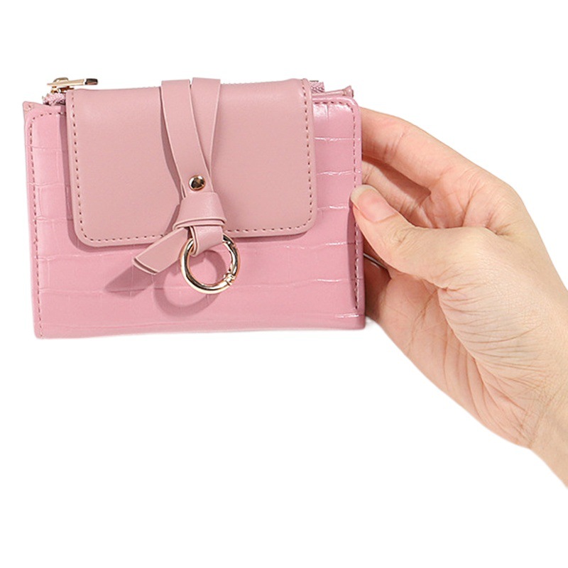 Cartera pequeña para niñas, estilo corto, versión coreana, dibujos animados bonitos, monedero compacto mini triple, tarjetero para estudiantes, tendencia transfronteriza.