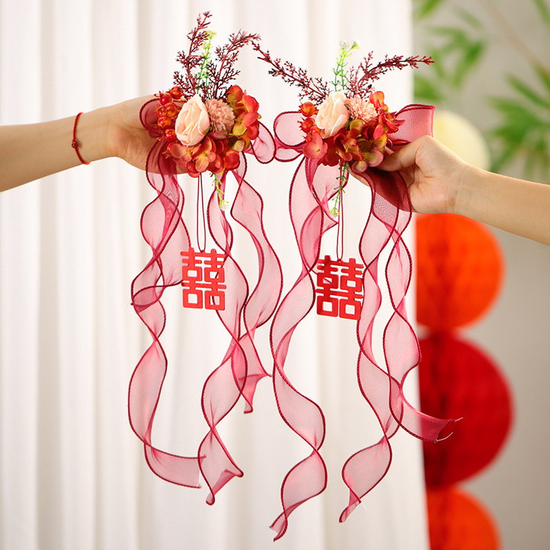 Decoración de cortinas de boda de la mujer nueva casa sala de estar de la casa de boda correa de dibujo de flores colgantes set de diseño de la casa de boda